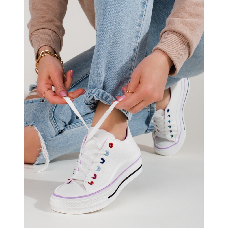 Baskets plateforme femme Shelovet blanc blanche 2