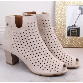 Bottines peep toe femme daim ajourées printemps beige Jezzi ASA169-7 5