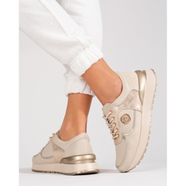 Baskets Shelovet en cuir beige, femmes 1
