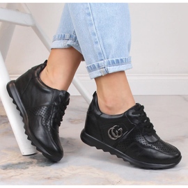 Chaussures de sport femme à talon compensé noir Jezzi ASA170-11 1