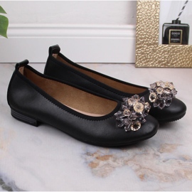 Ballerines à talons bas pour femmes en cuir avec cristaux noir Filippo DP4527 le noir 7