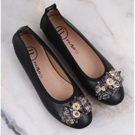 Ballerines à talons bas pour femmes en cuir avec cristaux noir Filippo DP4527 le noir 8