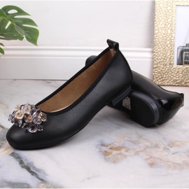 Ballerines à talons bas pour femmes en cuir avec cristaux noir Filippo DP4527 le noir 9