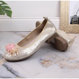 Ballerines femme en cuir à talons bas et cristaux dorés Filippo DP4527 d'or 1