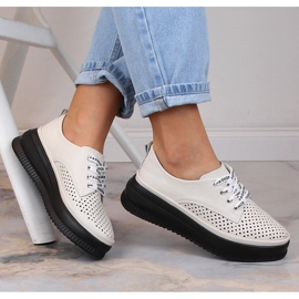 Potocki Chaussures confortables en cuir beige ajouré pour femmes Artiker 52C1990 1
