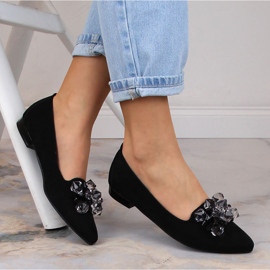 Ballerines femme en daim noir avec cristaux T.Sokolski W23-464 le noir 3