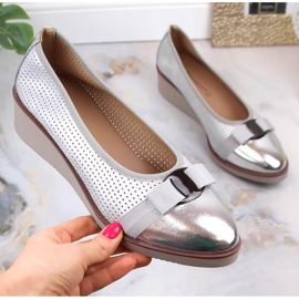 Chaussures compensées ajourées argentées femme Potocki SZ12037 4