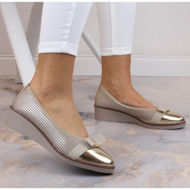 Chaussures femme compensées dorées ajourées Potocki SZ12037 d'or 2