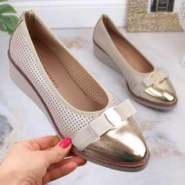 Chaussures femme compensées dorées ajourées Potocki SZ12037 d'or 4