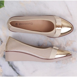 Chaussures femme compensées dorées ajourées Potocki SZ12037 d'or 6