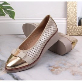 Chaussures femme compensées dorées ajourées Potocki SZ12037 d'or 7