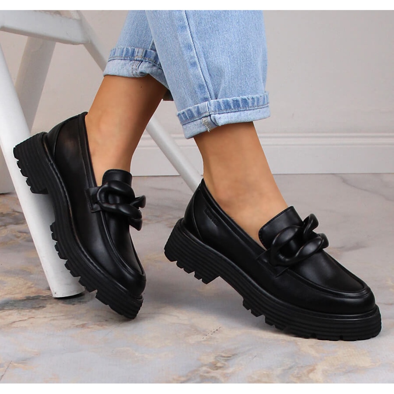 Mocassins à talons hauts Big Star LL274580 noirs avec chaîne le noir 1