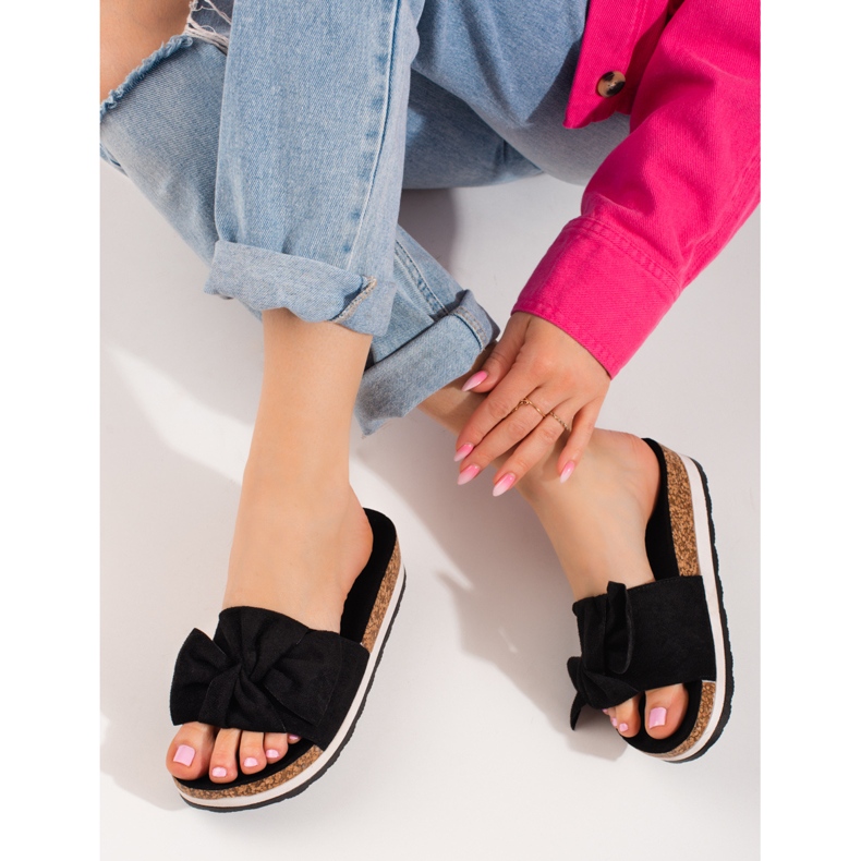 Chaussons plateforme daim femme Vinceza noir le noir 2