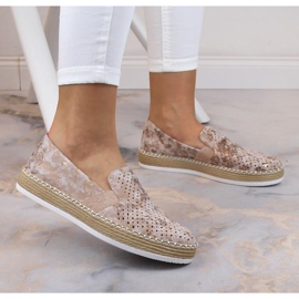 Chaussures à enfiler confortables en or rose ajouré pour femmes Rieker L7852-31 doré 1