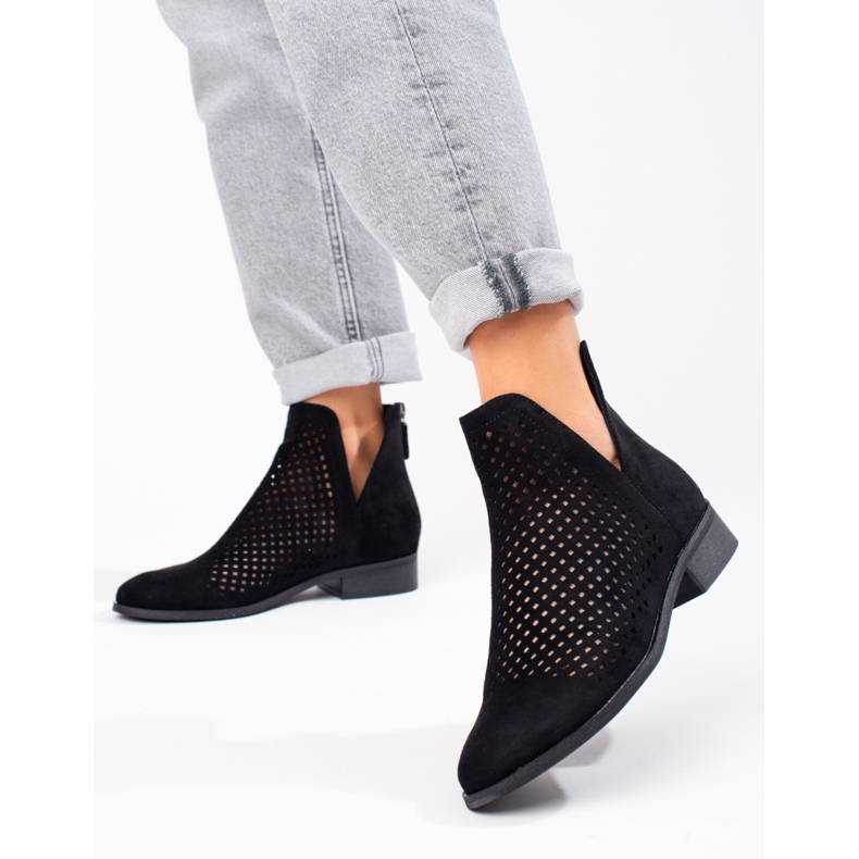 W. Potocki Boots femme printemps ajourées Potocki daim noir 1