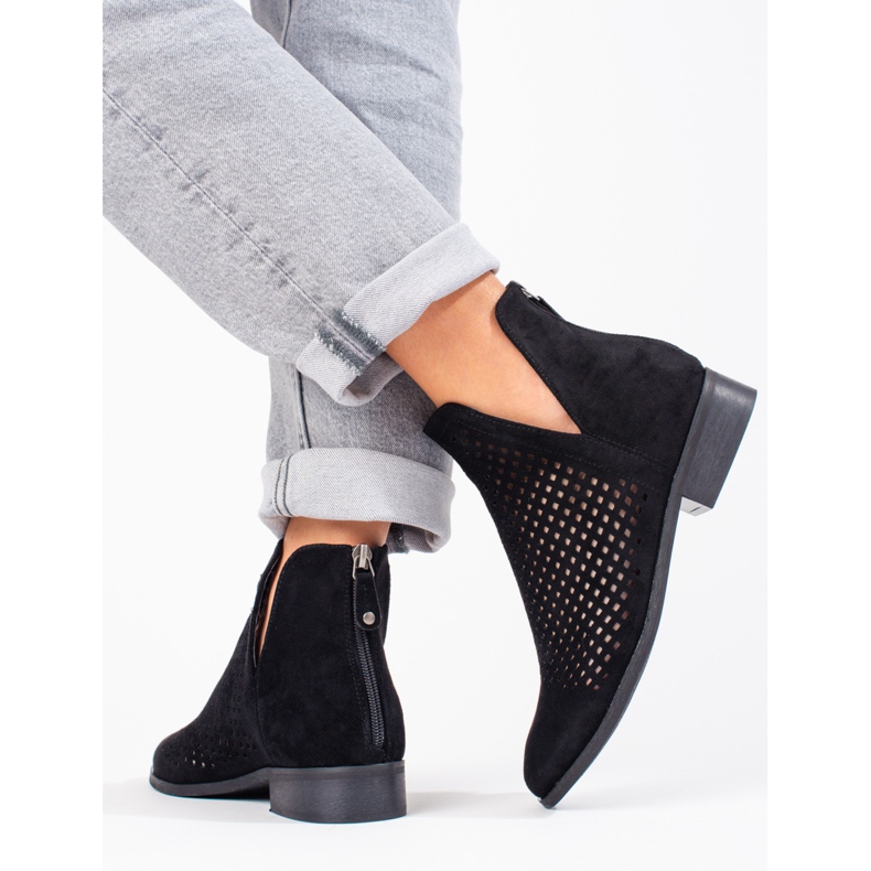 W. Potocki Boots femme printemps ajourées Potocki daim noir 2