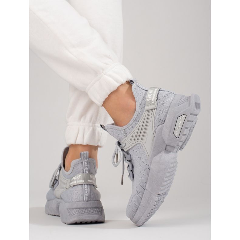 Baskets Shelovet grises ajourées pour femme 2