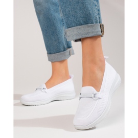Mocassins femme Shelovet en textile blanc blanche 1 Mocassins femme Shelovet en textile blanc blanche 1