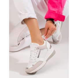 Baskets compensées femme Shelovet blanches 1