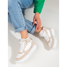 Baskets montantes femme Shelovet beige et blanc 1 Baskets montantes femme Shelovet beige et blanc 1