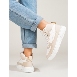 Baskets montantes femme Shelovet beige et blanc 2 Baskets montantes femme Shelovet beige et blanc 2