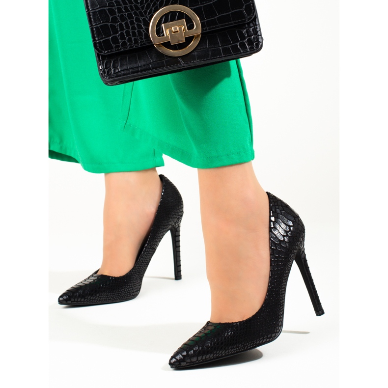Escarpins classiques sur talon haut Shelovet noir 1