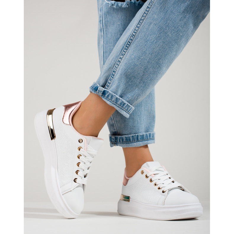 Baskets blanches Shelovet pour femmes avec insert doré 1 Baskets blanches Shelovet pour femmes avec insert doré 1