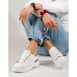 Baskets blanches Shelovet pour femmes avec insert doré 2 Baskets blanches Shelovet pour femmes avec insert doré 2