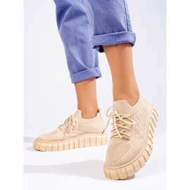 Chaussures de sport femme en tissu Shelovet beige 2