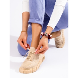 Chaussures de sport femme en tissu Shelovet beige 1