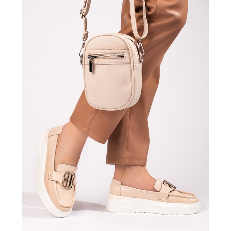 Mocassins compensés Vinceza beige avec décoration 1