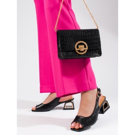 Sandales noires à petit talon décoratif de Vinceza 1