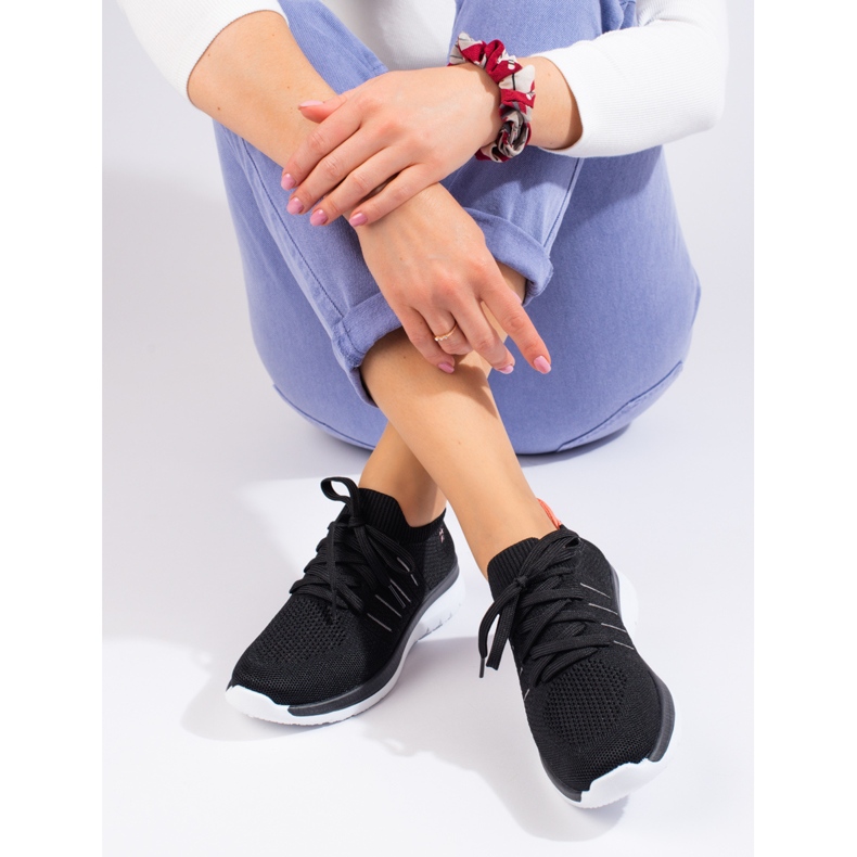Chaussures de sport à lacets classiques noires Shelovet 1