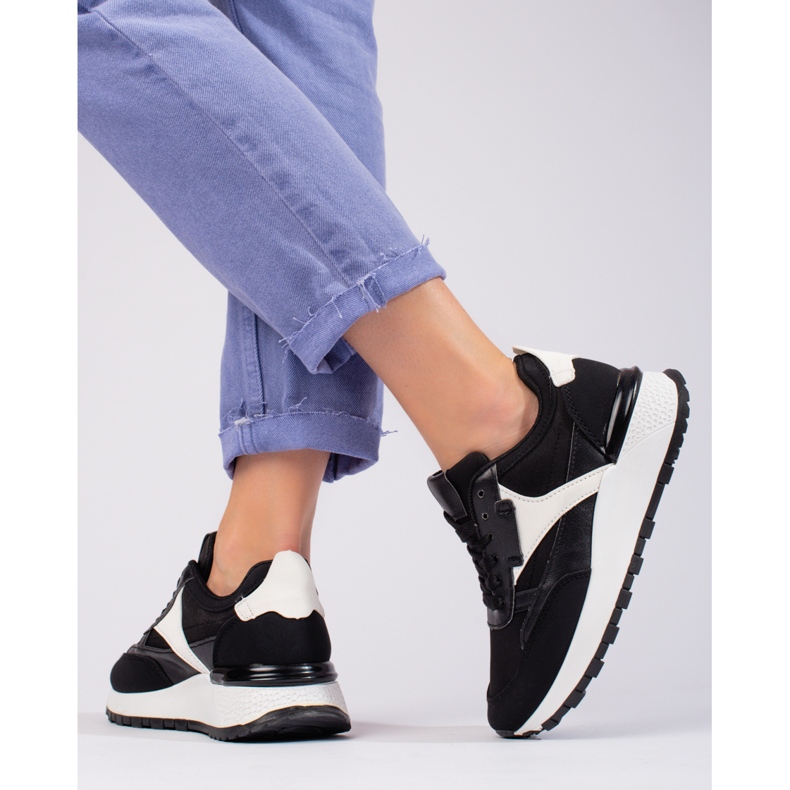 Chaussures de sport à plateforme haute Shelovet noires pour femmes 2