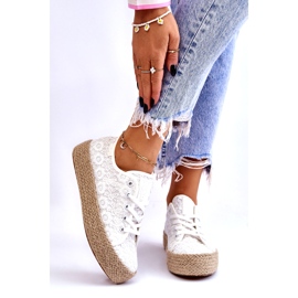 Baskets à plateforme tressées Big Star pour femmes LL274199 Blanc blanche 1