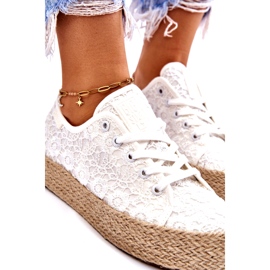 Baskets à plateforme tressées Big Star pour femmes LL274199 Blanc blanche 3