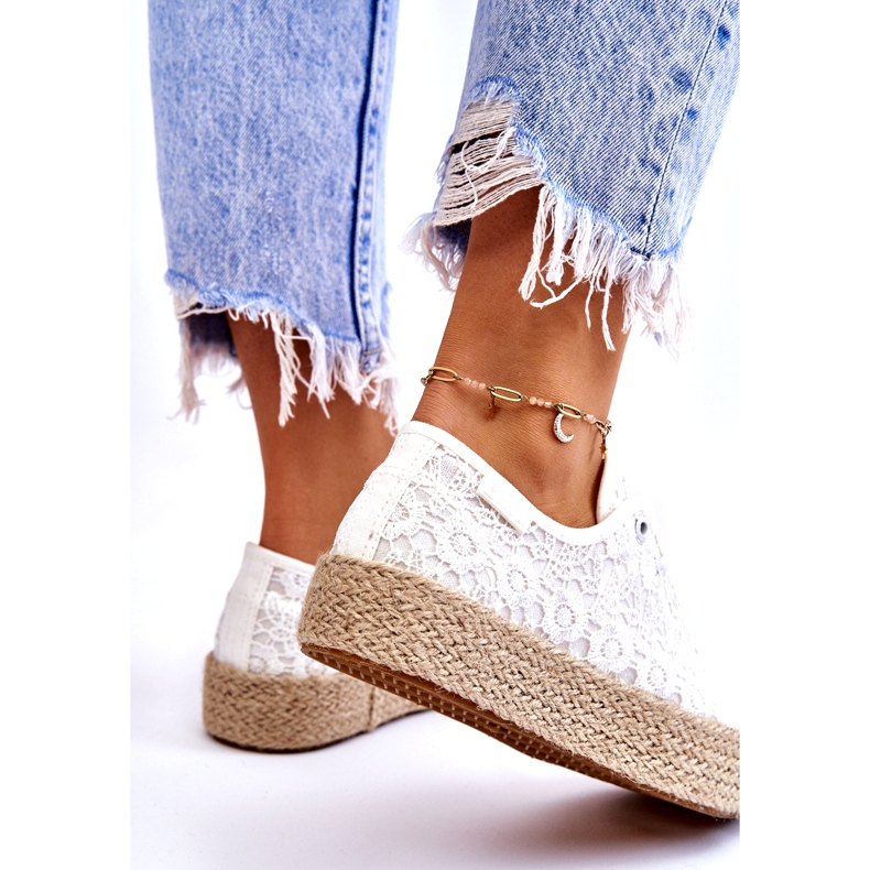 Baskets à plateforme tressées Big Star pour femmes LL274199 Blanc blanche 4