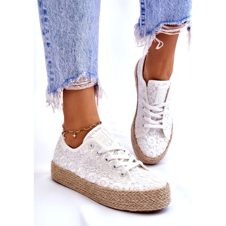 Baskets à plateforme tressées Big Star pour femmes LL274199 Blanc blanche 2