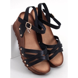 Sandales compensées noires le noir 1