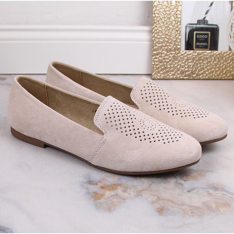 Slip-on confortables en cuir suédé beige S.Barski LR29515 2