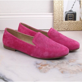 Slip-on confortables en cuir suédé fuchsia S.Barski LR29515 rose 5