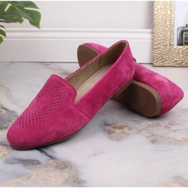 Slip-on confortables en cuir suédé fuchsia S.Barski LR29515 rose 7
