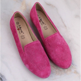 Slip-on confortables en cuir suédé fuchsia S.Barski LR29515 rose 6