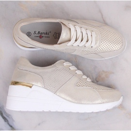 Chaussures compensées confortables en cuir or S.Barski LR29525 d'or 6