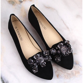 Ballerines femme en daim noir avec cristaux T.Sokolski W23-464 le noir 8