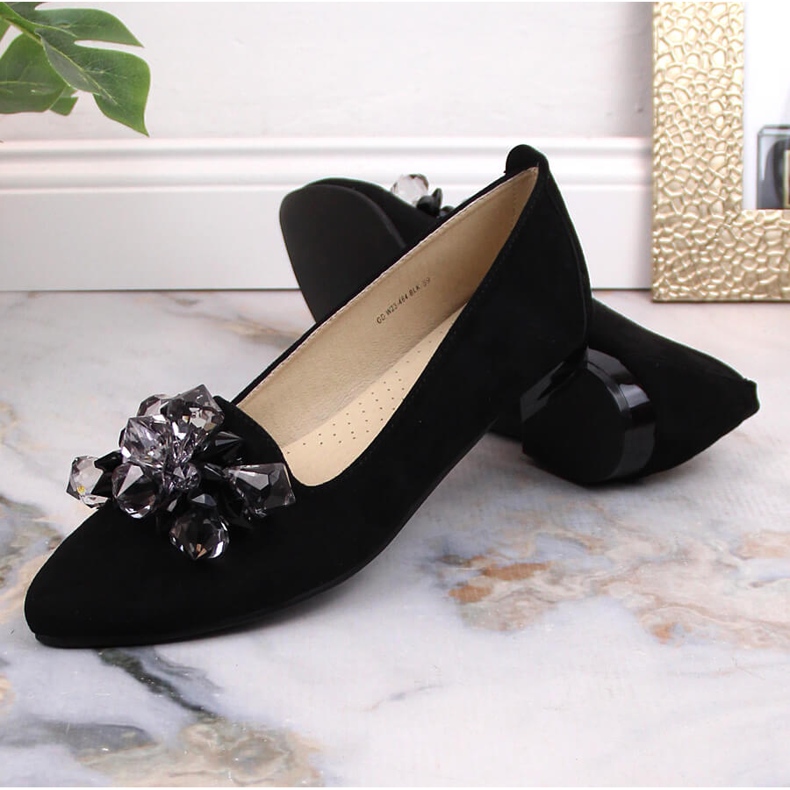 Ballerines femme en daim noir avec cristaux T.Sokolski W23-464 le noir 1