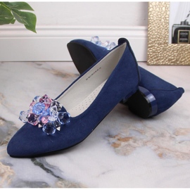 Ballerines femme en daim bleu avec cristaux T.Sokolski W23-464 1