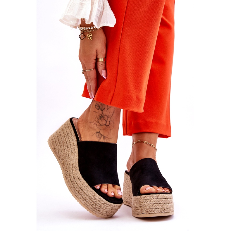 FS1 Chaussons Compensés Et Plateformes Femme Noir Ysabel 2