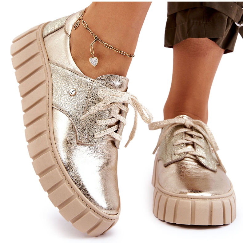 Lemar Chaussures à plateforme en cuir, doré 4