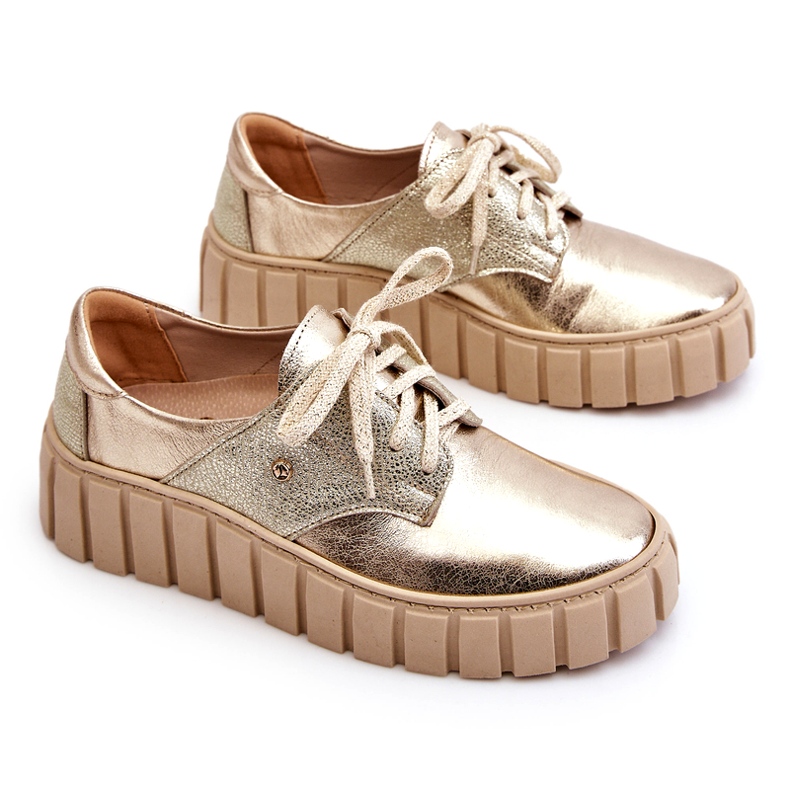 Lemar Chaussures à plateforme en cuir, doré 3
